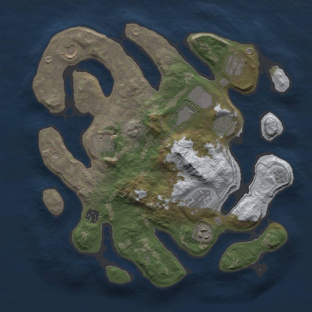 Rust Map: Barren, Size: 3500, Seed: 3146073, 12 Monuments