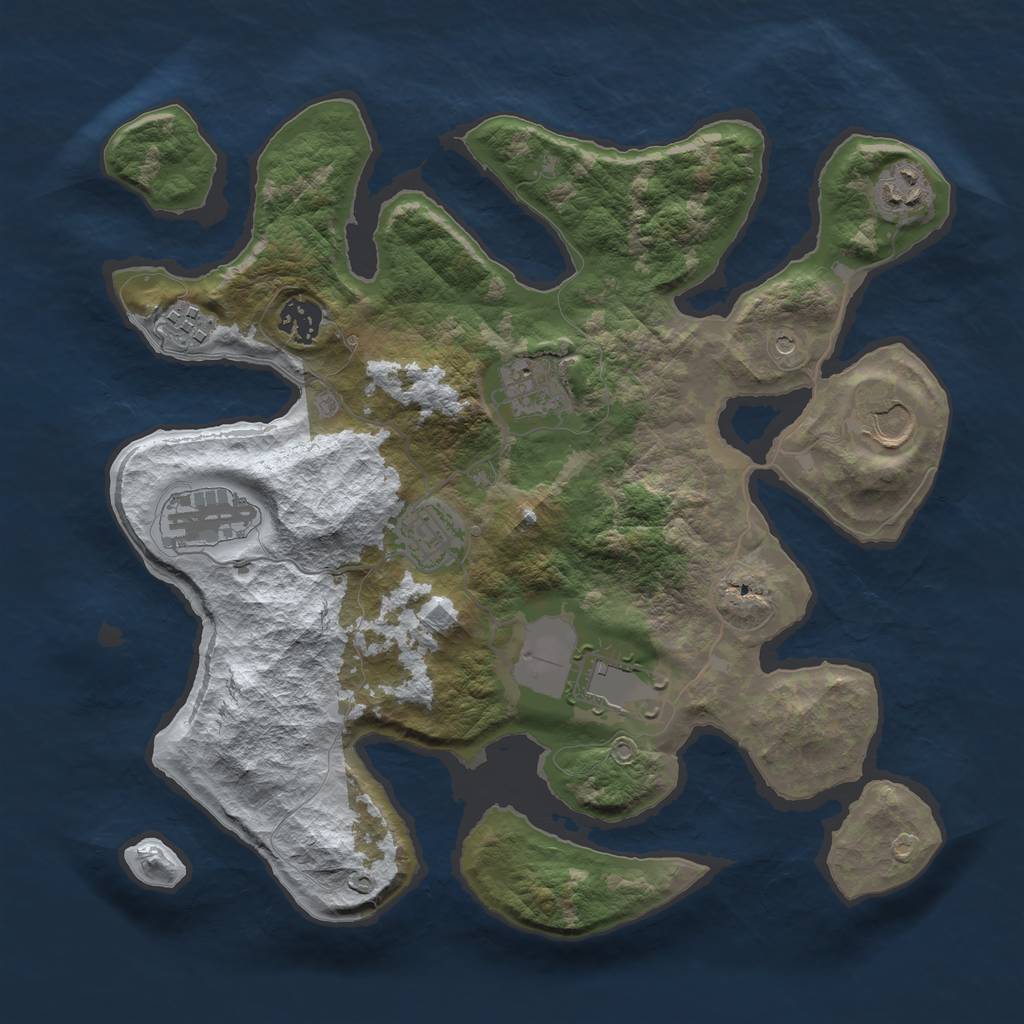 Rust Map: Barren, Size: 3500, Seed: 5612036, 11 Monuments