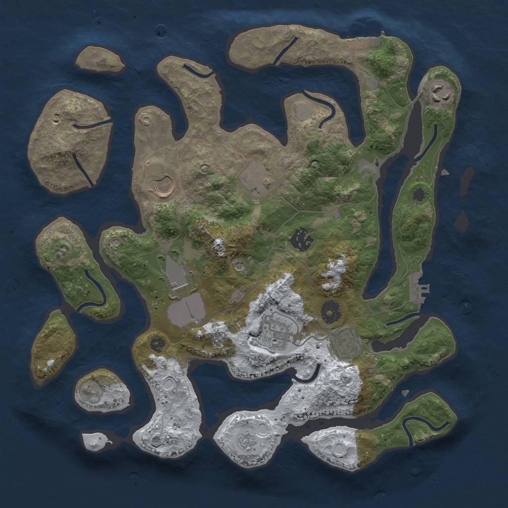 Rust Map: Procedural Map, Size: 3500, Seed: 2113867, 16 Monuments