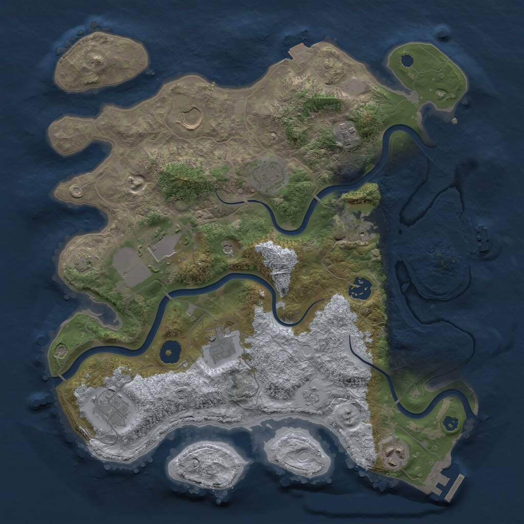 Rust Map: Procedural Map, Size: 3500, Seed: 2670411, 15 Monuments