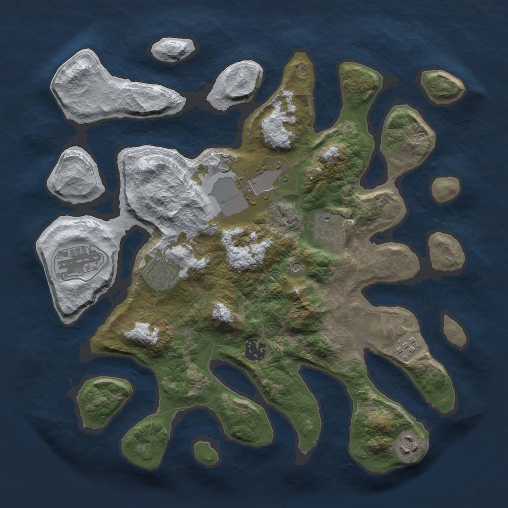 Rust Map: Barren, Size: 3500, Seed: 2445198, 10 Monuments