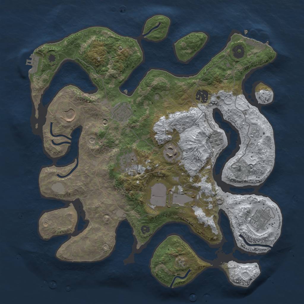 Rust Map: Procedural Map, Size: 3500, Seed: 4513215, 17 Monuments