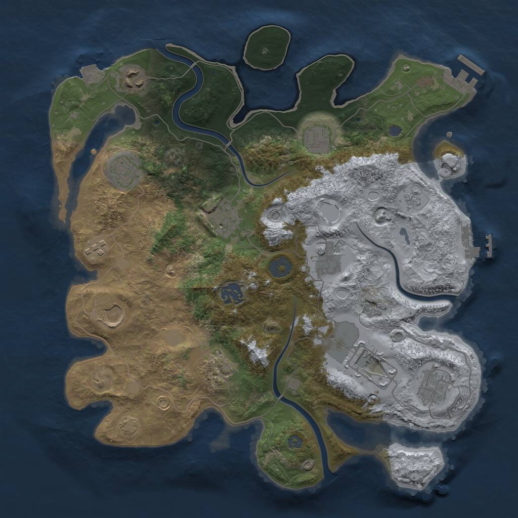 Rust Map: Procedural Map, Size: 3500, Seed: 4513215, 16 Monuments