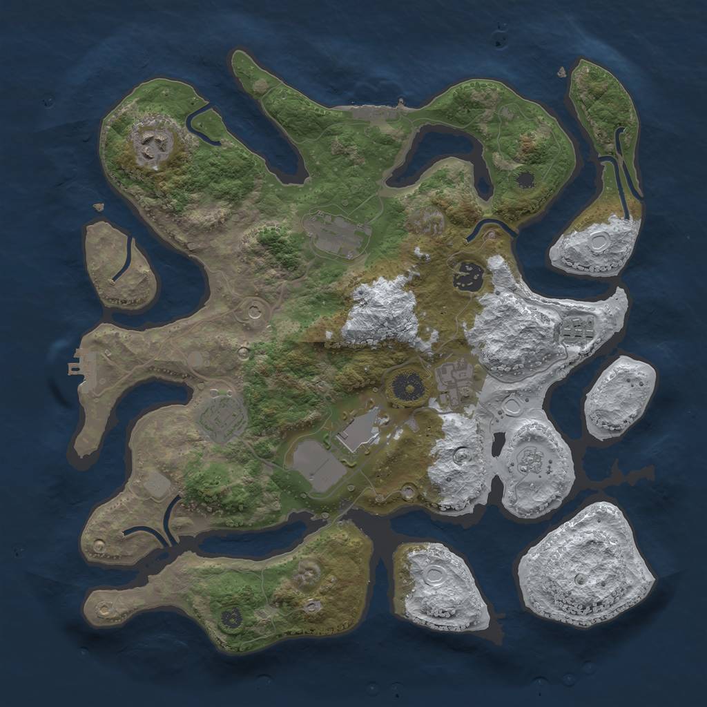 Rust Map: Procedural Map, Size: 3500, Seed: 1393702, 16 Monuments