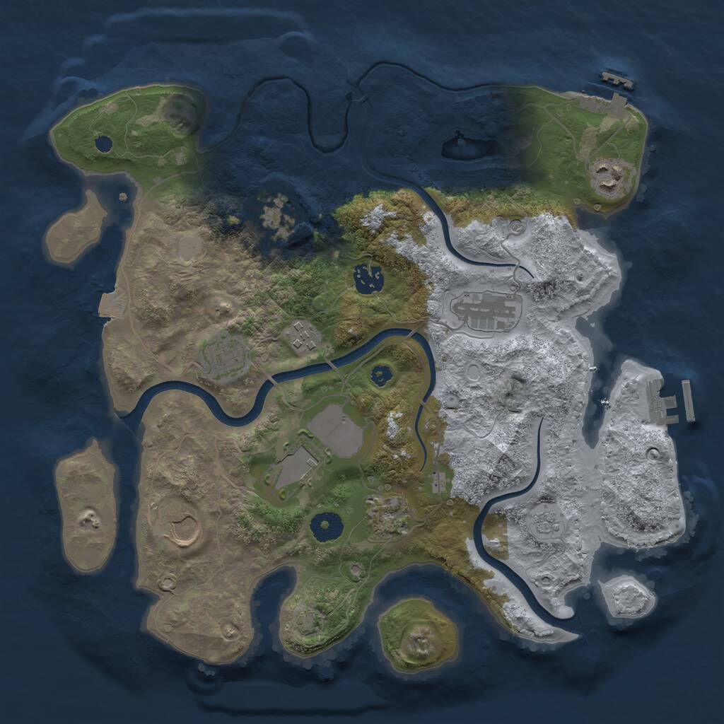Rust Map: Procedural Map, Size: 3500, Seed: 756664, 15 Monuments
