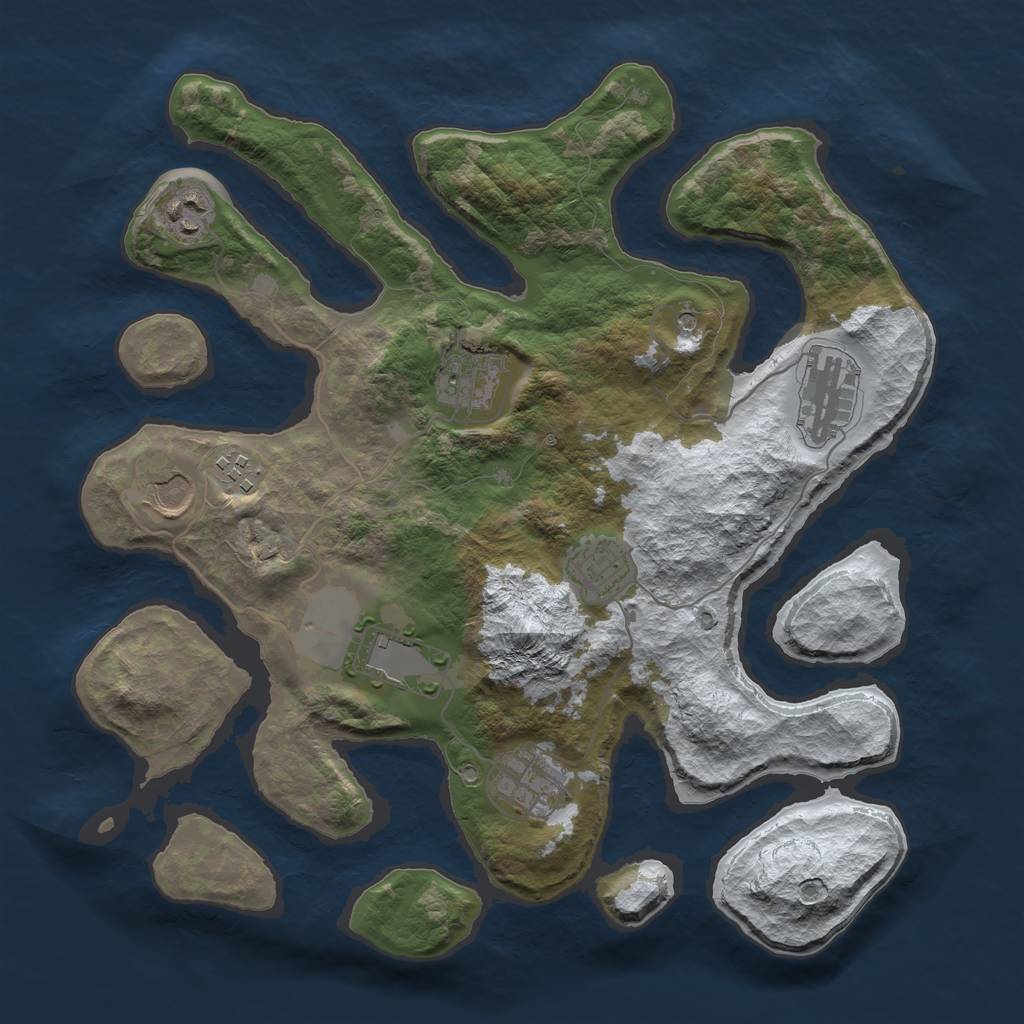 Rust Map: Barren, Size: 3500, Seed: 1962304, 11 Monuments