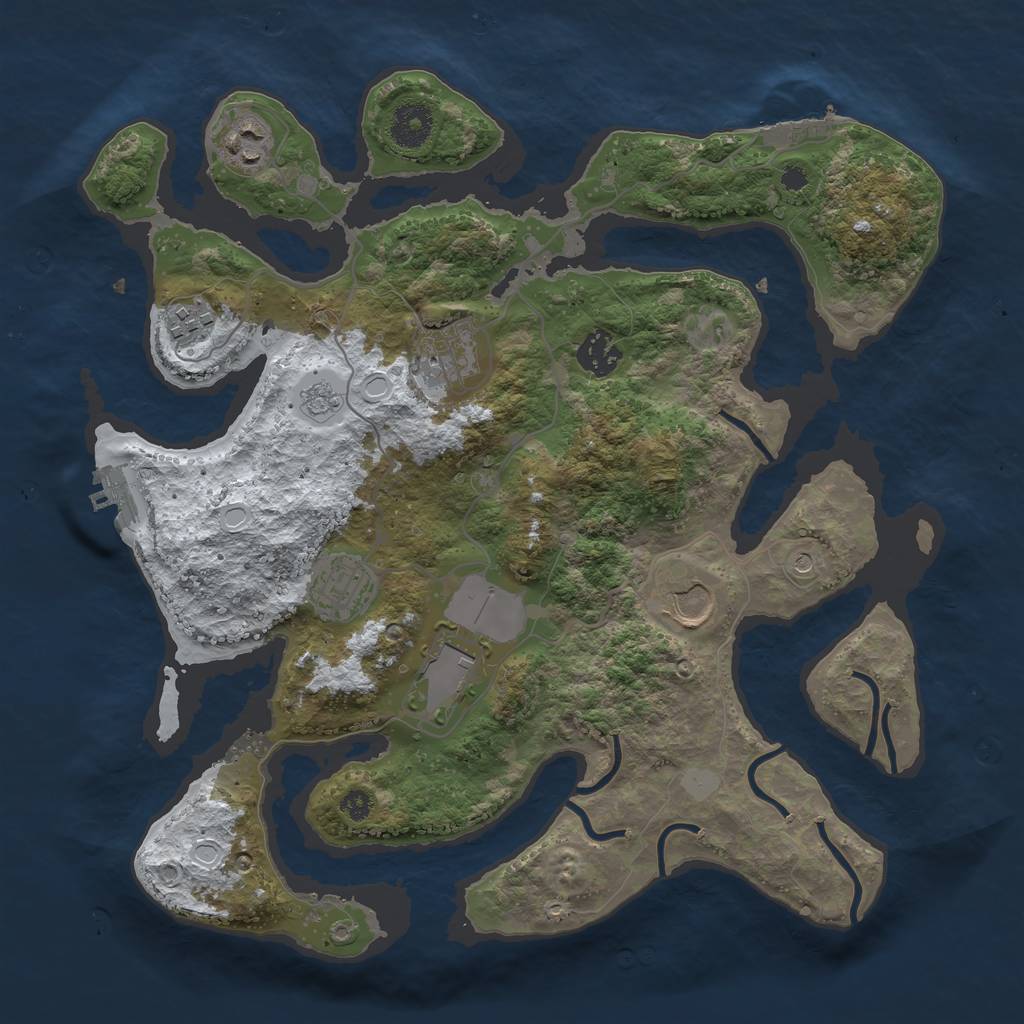 Rust Map: Procedural Map, Size: 3500, Seed: 2030586, 16 Monuments