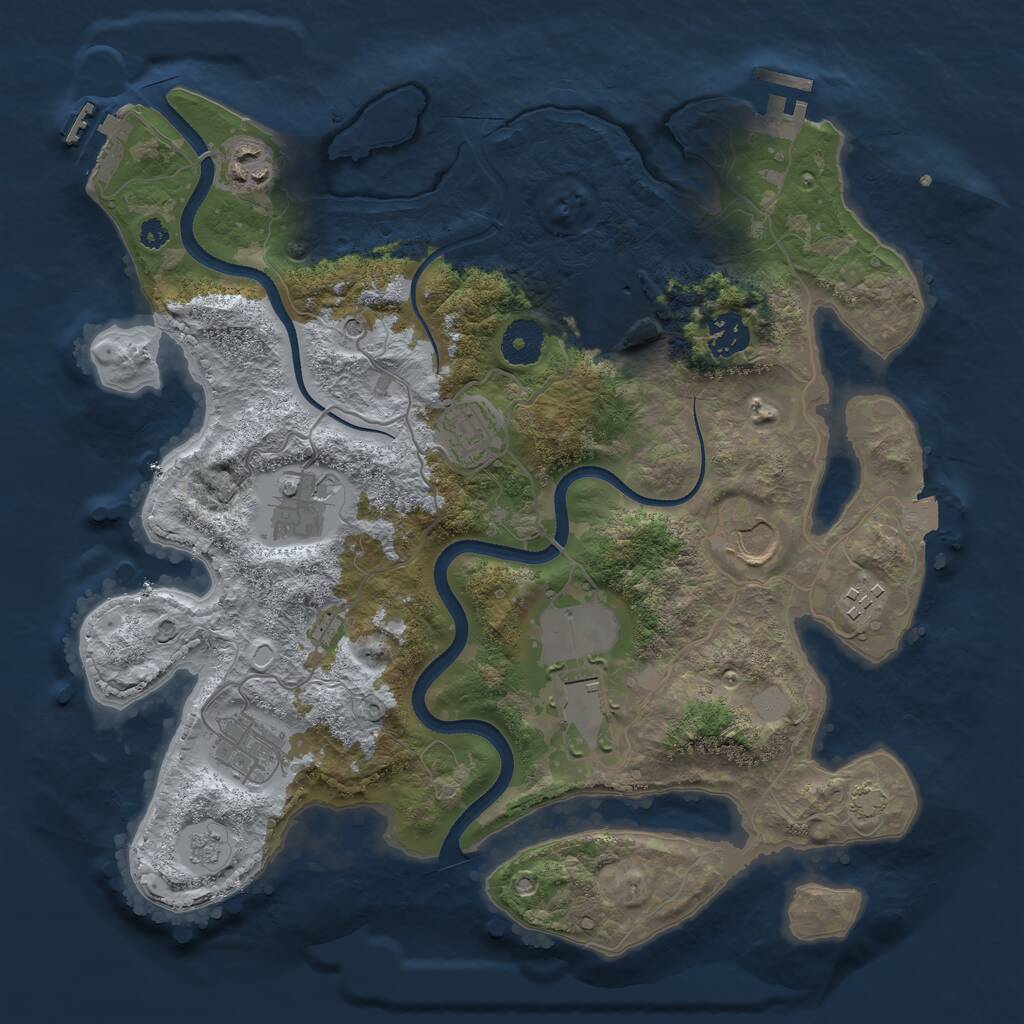 Rust Map: Procedural Map, Size: 3500, Seed: 3602874, 15 Monuments