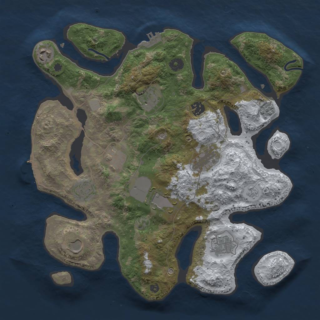 Rust Map: Procedural Map, Size: 3500, Seed: 2315768, 19 Monuments