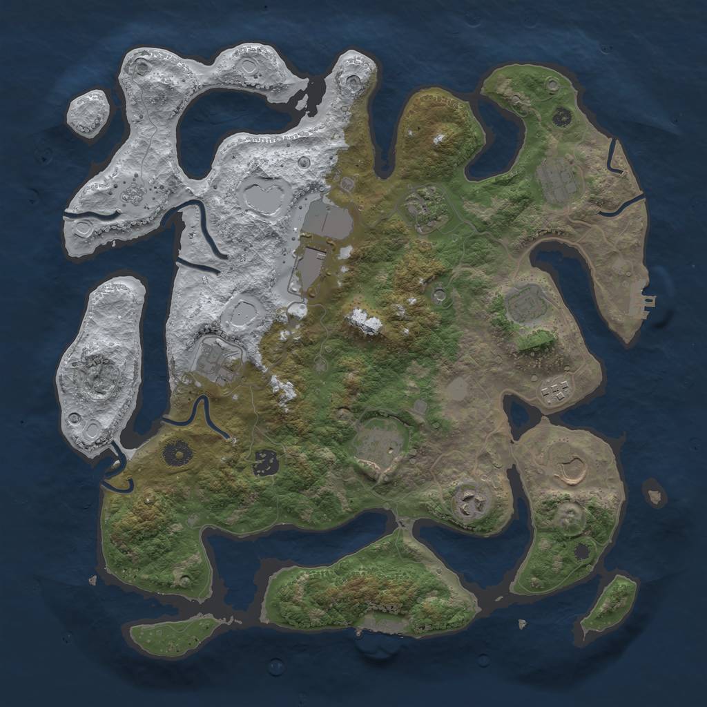 Rust Map: Procedural Map, Size: 3850, Seed: 1722540655, 19 Monuments