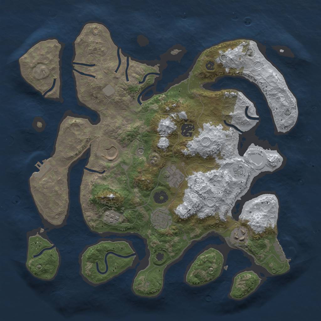 Rust Map: Procedural Map, Size: 3500, Seed: 1235183, 15 Monuments