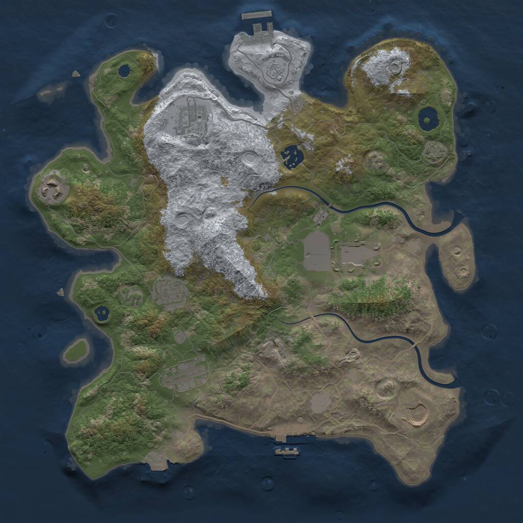 Rust Map: Procedural Map, Size: 3500, Seed: 2898608, 12 Monuments