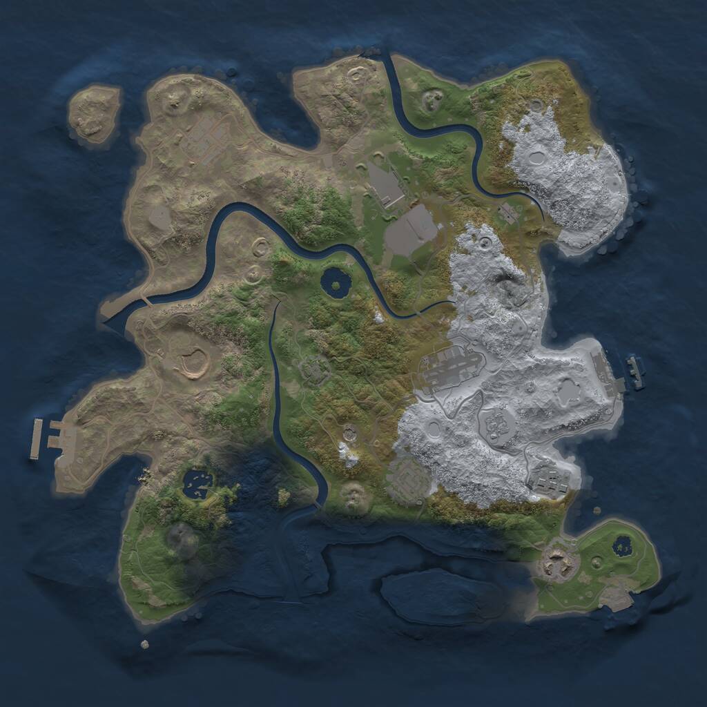 Rust Map: Procedural Map, Size: 3500, Seed: 5896947, 14 Monuments