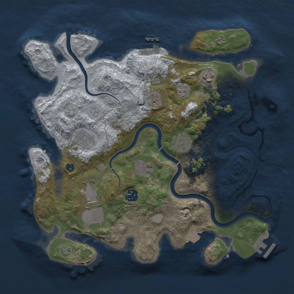 Rust Map: Procedural Map, Size: 3500, Seed: 6075920, 14 Monuments