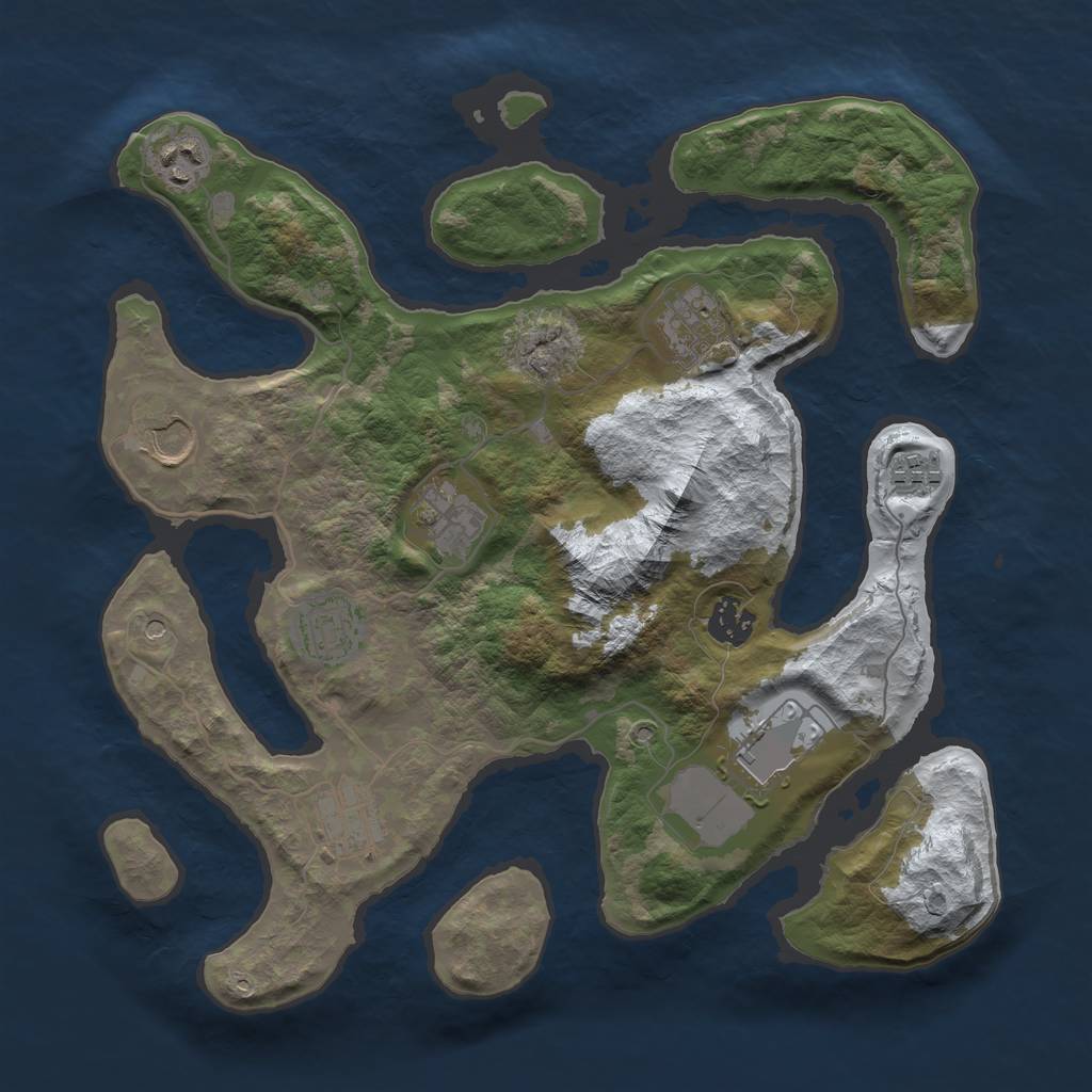Rust Map: Barren, Size: 3500, Seed: 5566143, 12 Monuments