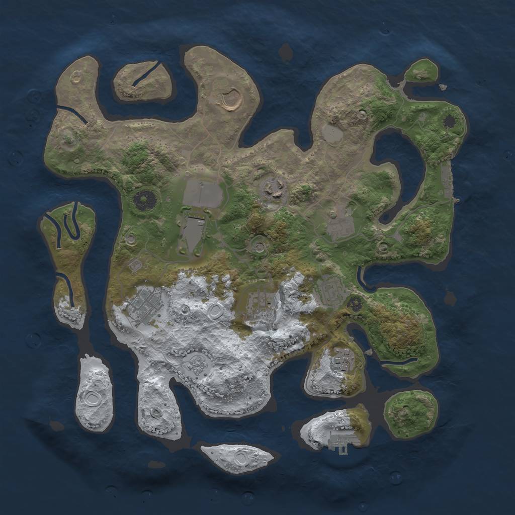 Rust Map: Procedural Map, Size: 3500, Seed: 1924884, 17 Monuments