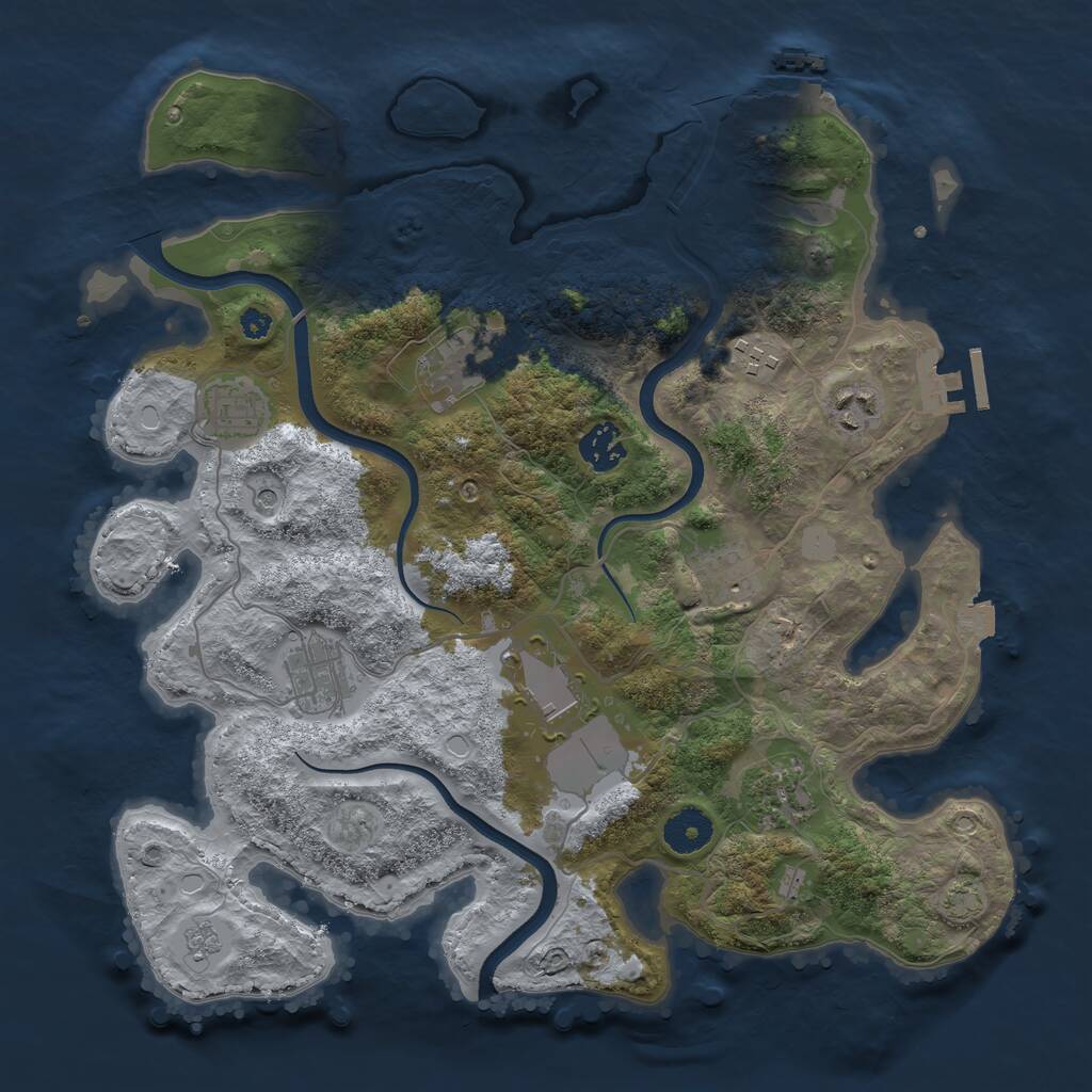 Rust Map: Procedural Map, Size: 3550, Seed: 192033, 15 Monuments