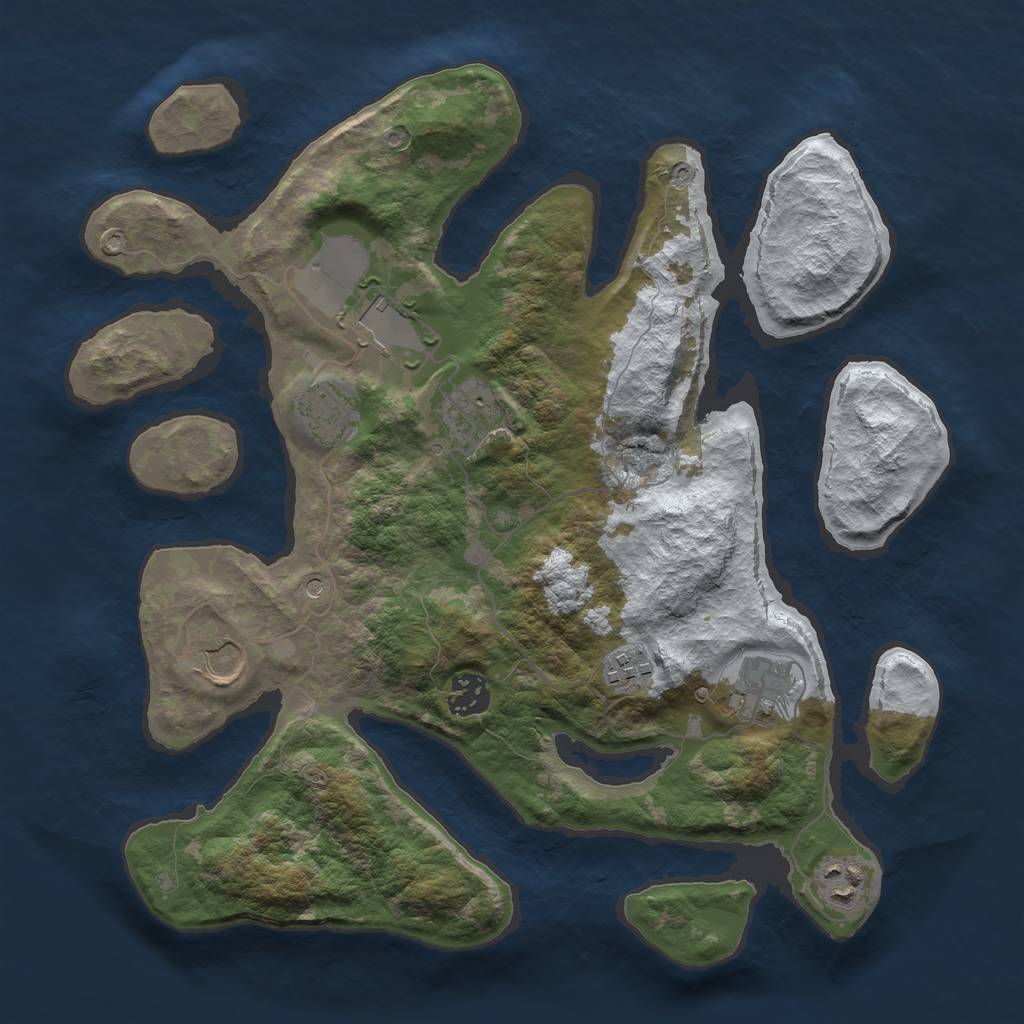 Rust Map: Barren, Size: 3500, Seed: 4812608, 11 Monuments