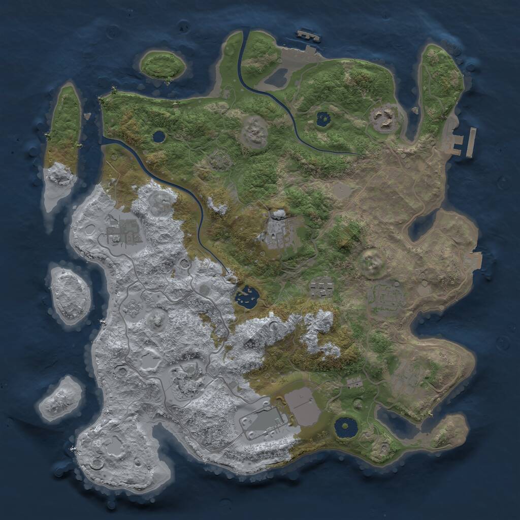 Rust Map: Procedural Map, Size: 3500, Seed: 2117194, 15 Monuments
