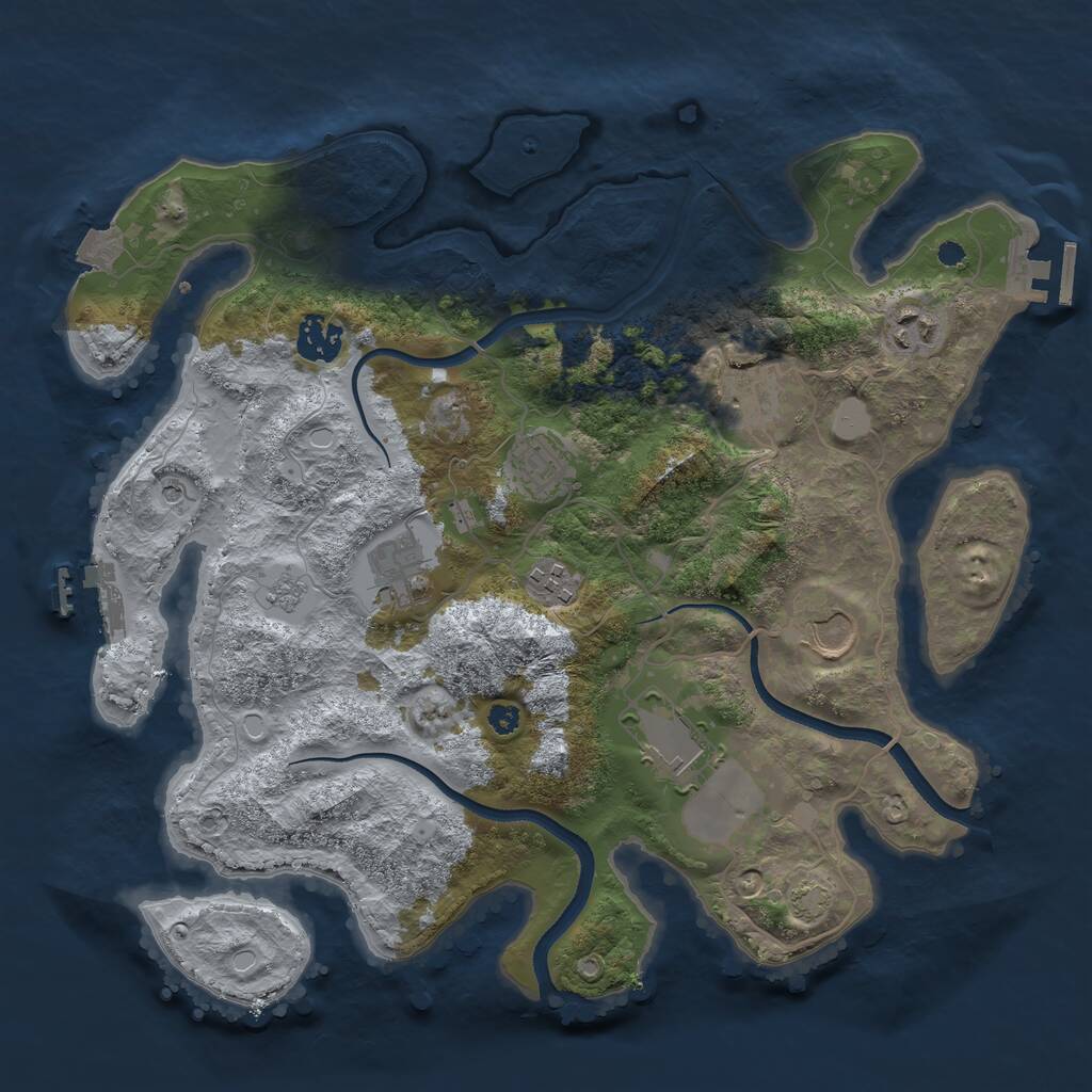 Rust Map: Procedural Map, Size: 3500, Seed: 1387712, 14 Monuments