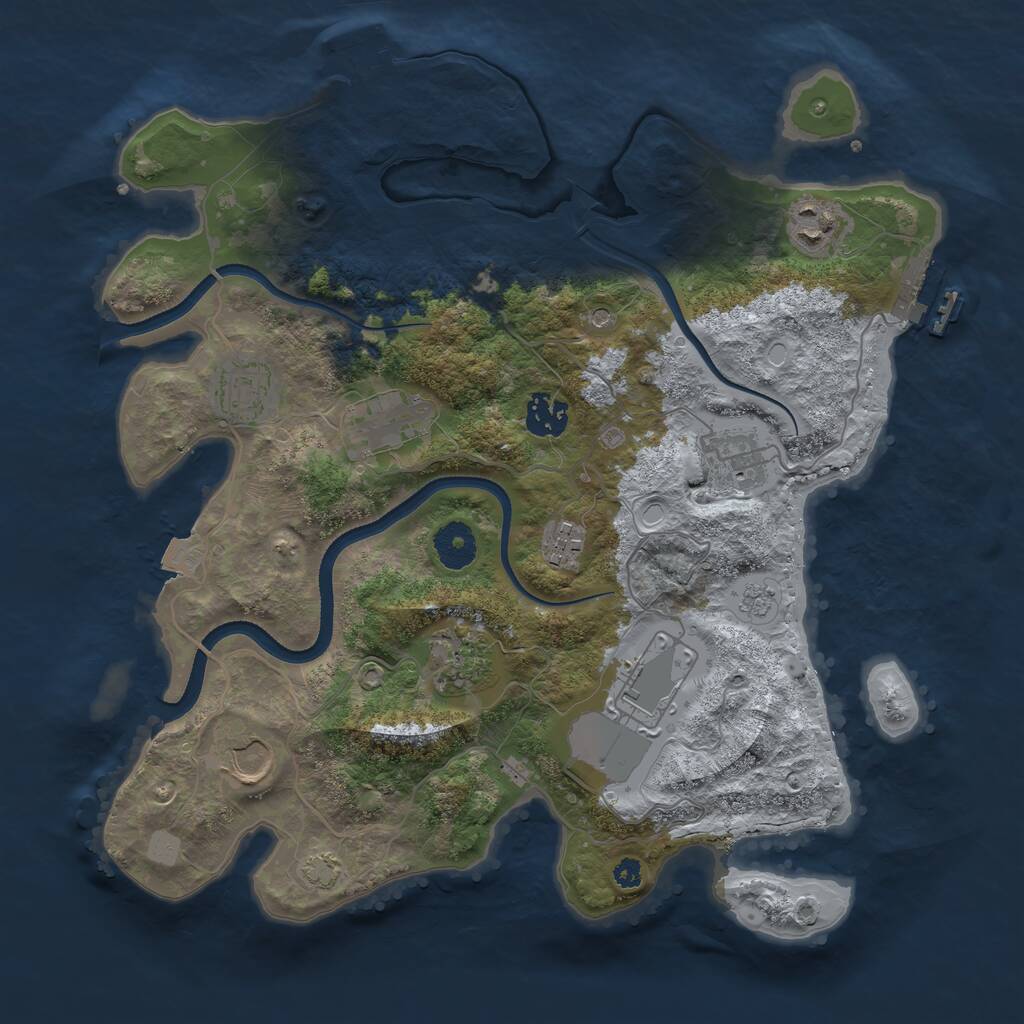 Rust Map: Procedural Map, Size: 3500, Seed: 3812250, 15 Monuments