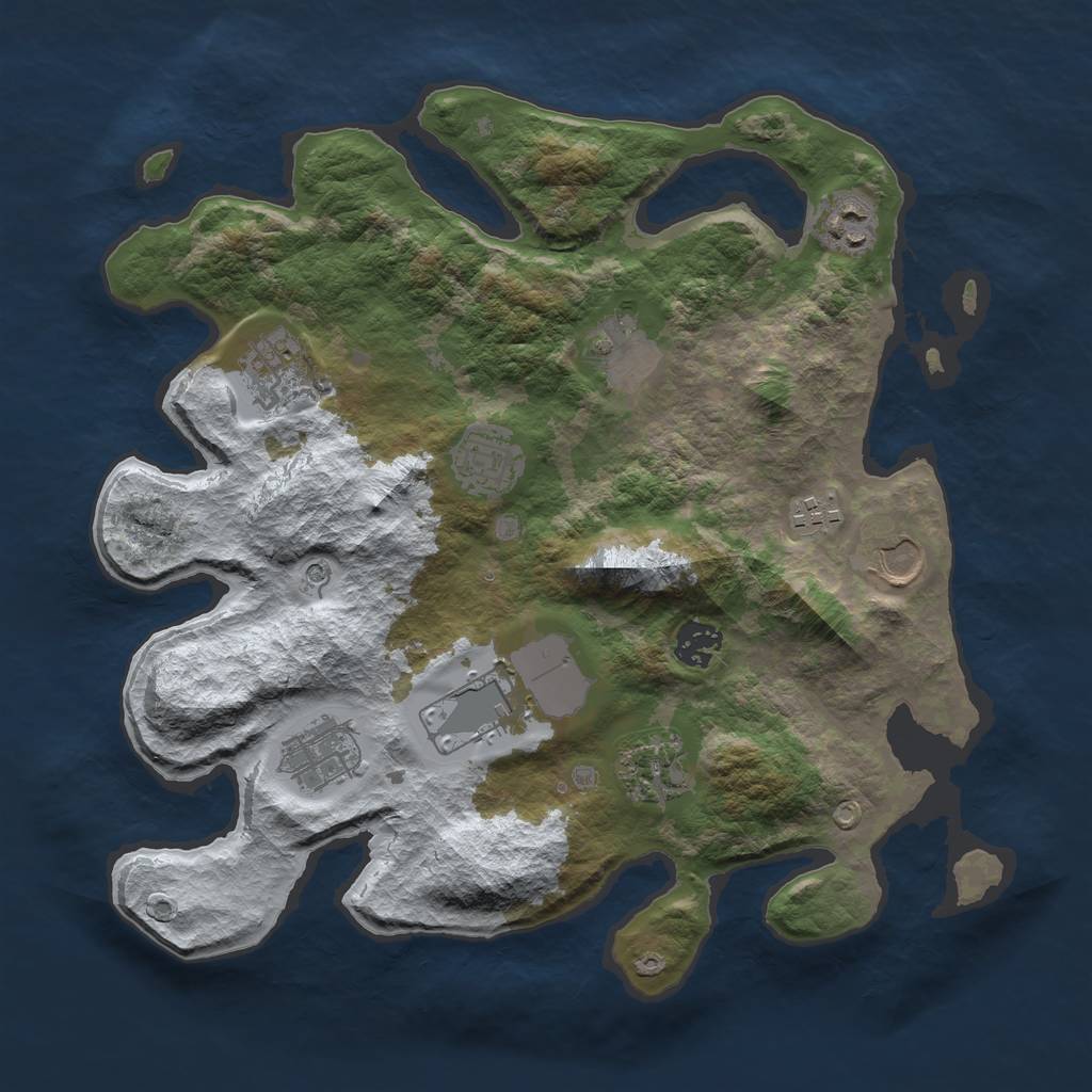 Rust Map: Barren, Size: 3500, Seed: 4651503, 13 Monuments