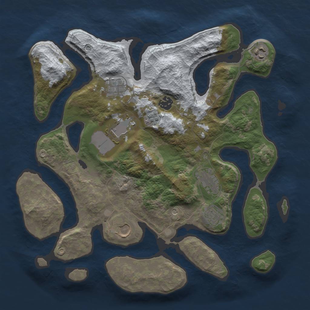 Rust Map: Barren, Size: 3500, Seed: 2171169, 11 Monuments