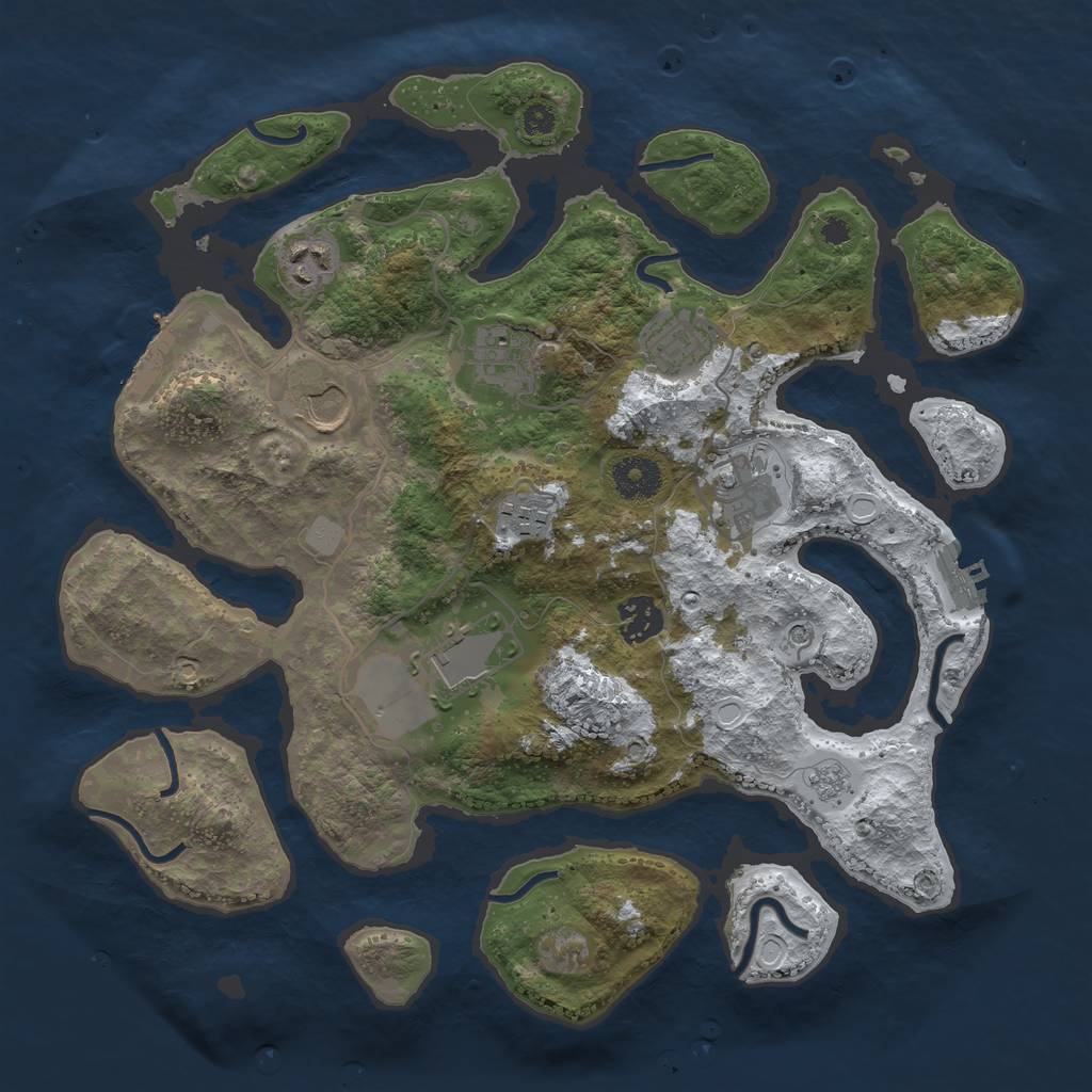 Rust Map: Procedural Map, Size: 3500, Seed: 5716207, 17 Monuments