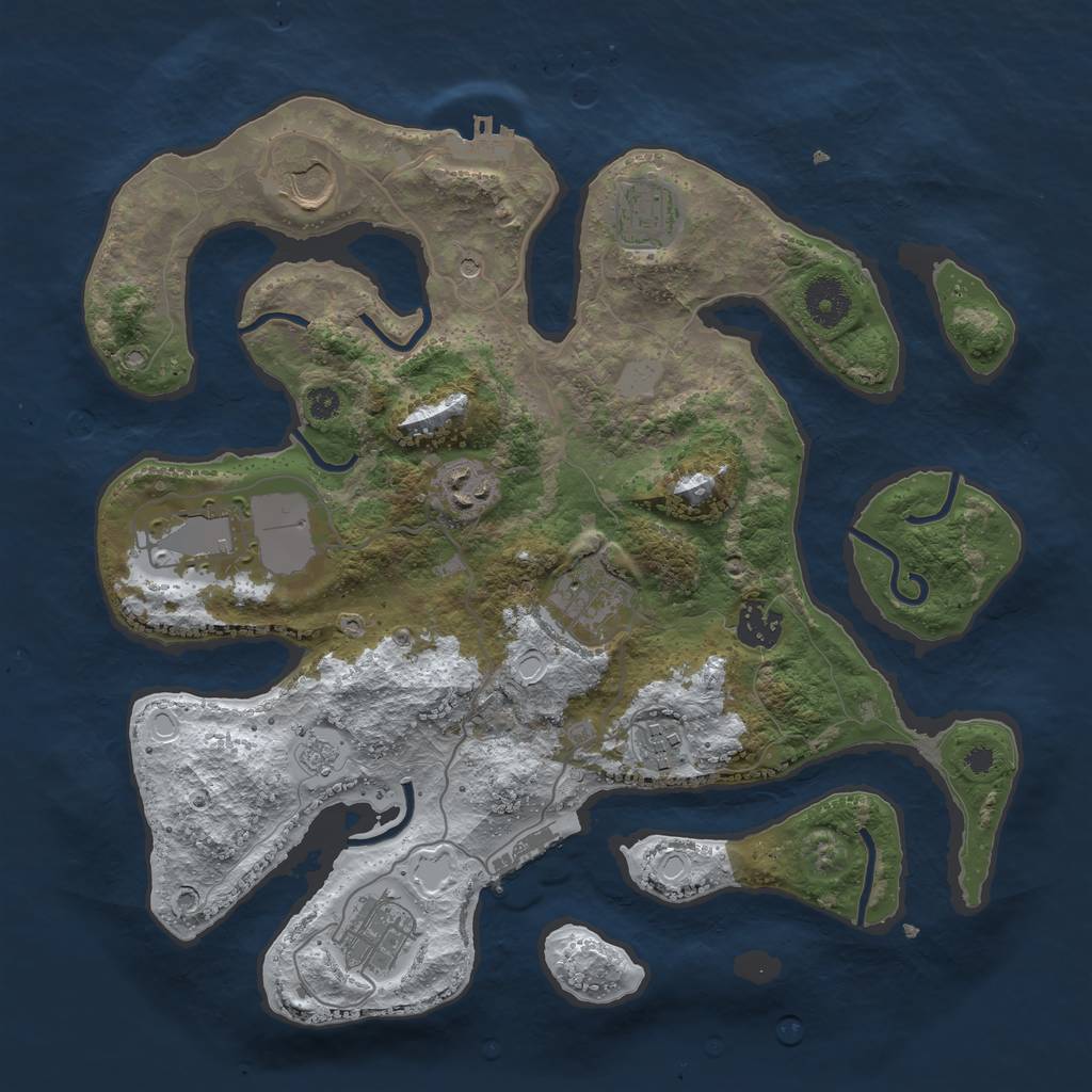 Rust Map: Procedural Map, Size: 3500, Seed: 5589871, 17 Monuments