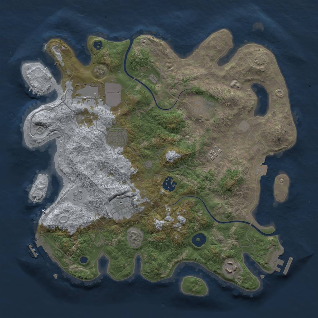 Rust Map: Procedural Map, Size: 3500, Seed: 1067869, 13 Monuments