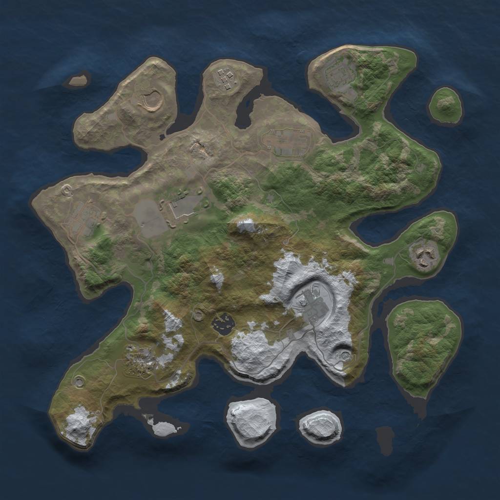 Rust Map: Barren, Size: 3500, Seed: 1723513, 13 Monuments