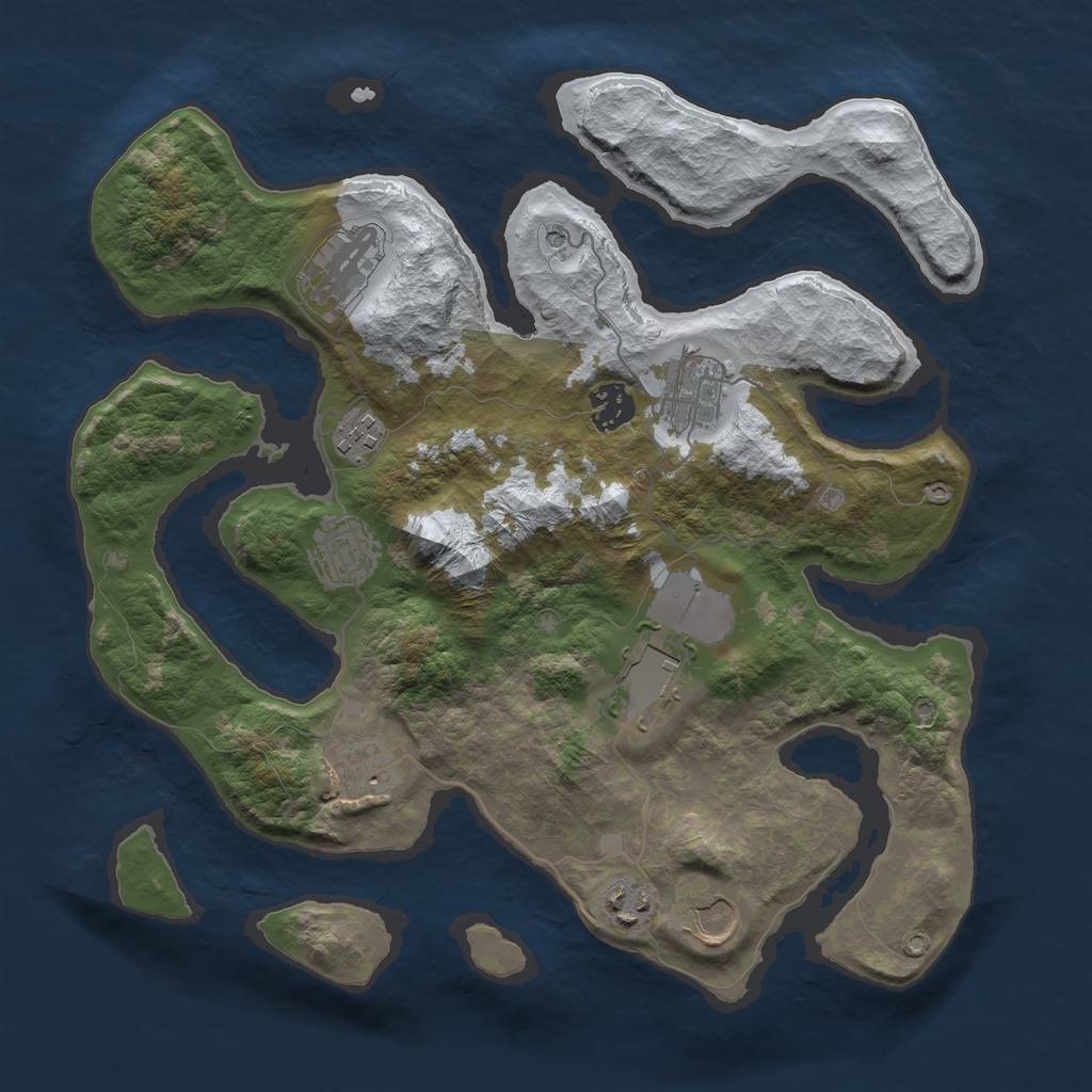 Rust Map: Barren, Size: 3500, Seed: 1720456, 12 Monuments