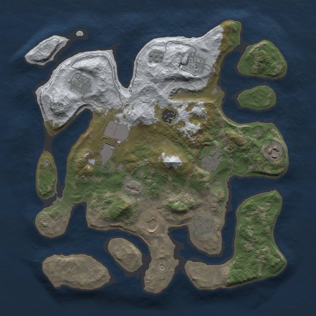 Rust Map: Barren, Size: 3500, Seed: 5812043, 12 Monuments