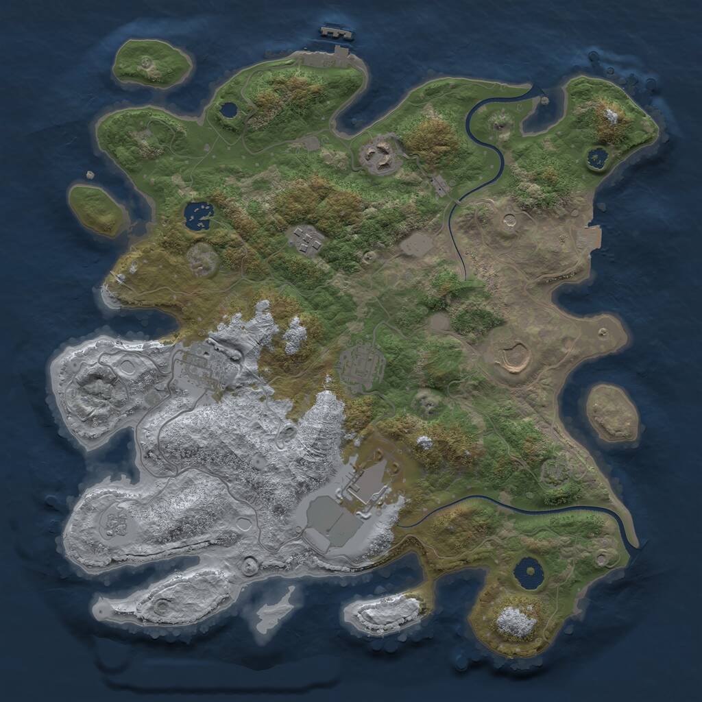 Rust Map: Procedural Map, Size: 3500, Seed: 1984077, 12 Monuments
