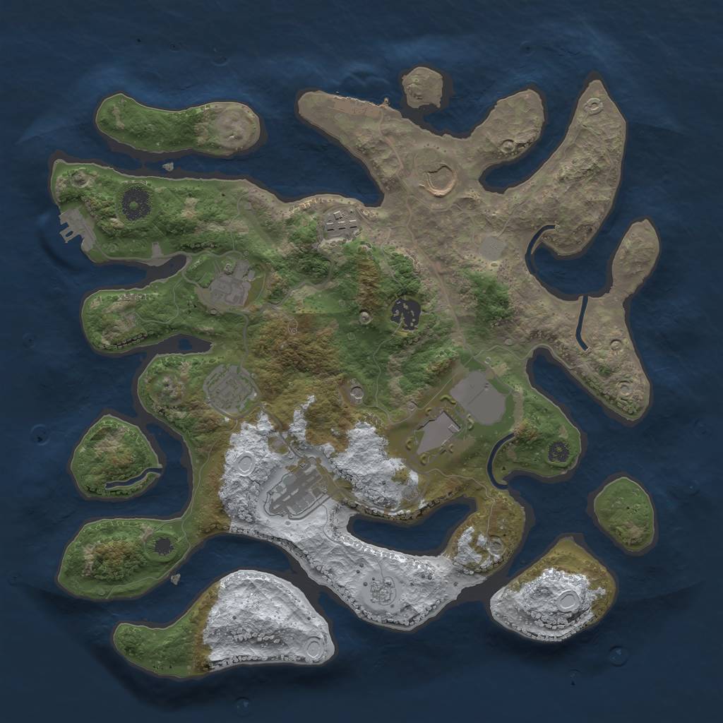 Rust Map: Procedural Map, Size: 3500, Seed: 2871104, 16 Monuments
