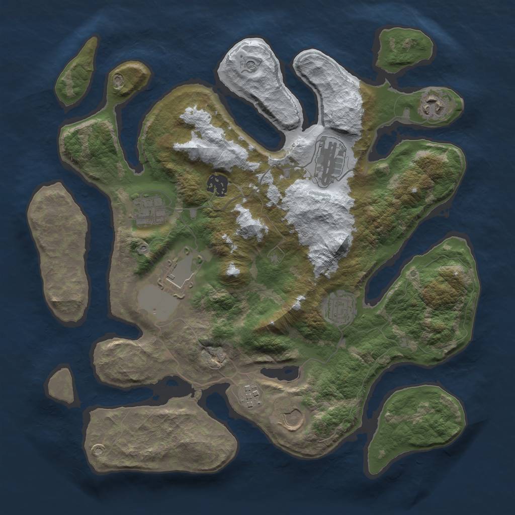 Rust Map: Barren, Size: 3500, Seed: 1310333, 11 Monuments