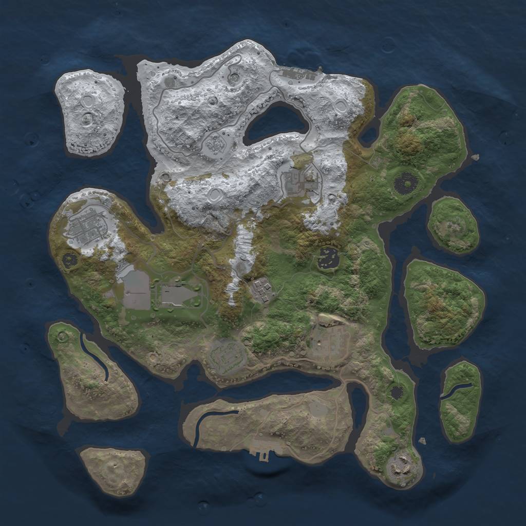 Rust Map: Procedural Map, Size: 3500, Seed: 5828954, 17 Monuments