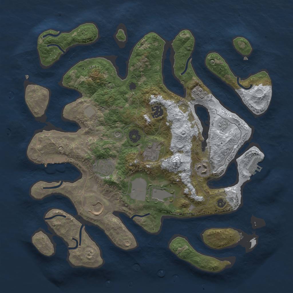 Rust Map: Procedural Map, Size: 3500, Seed: 5605218, 16 Monuments