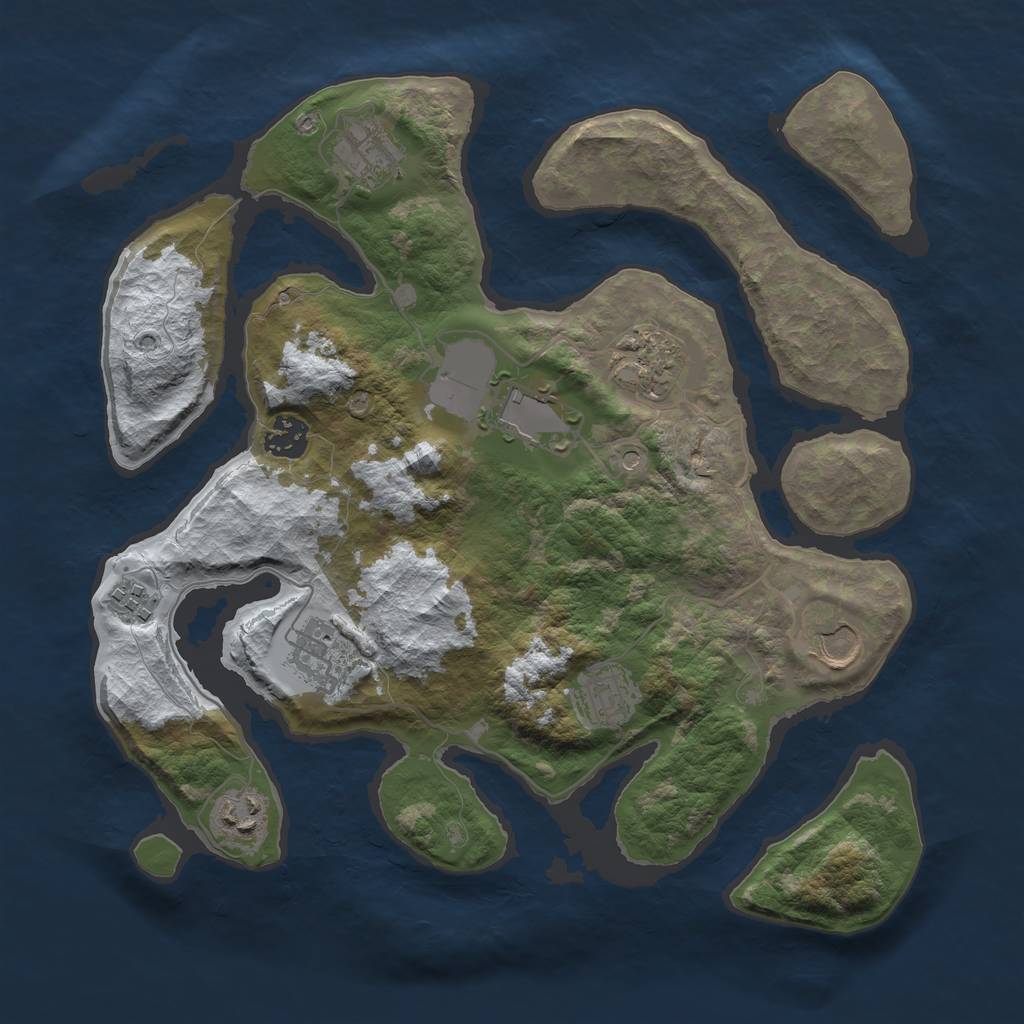 Rust Map: Barren, Size: 3500, Seed: 3169425, 12 Monuments