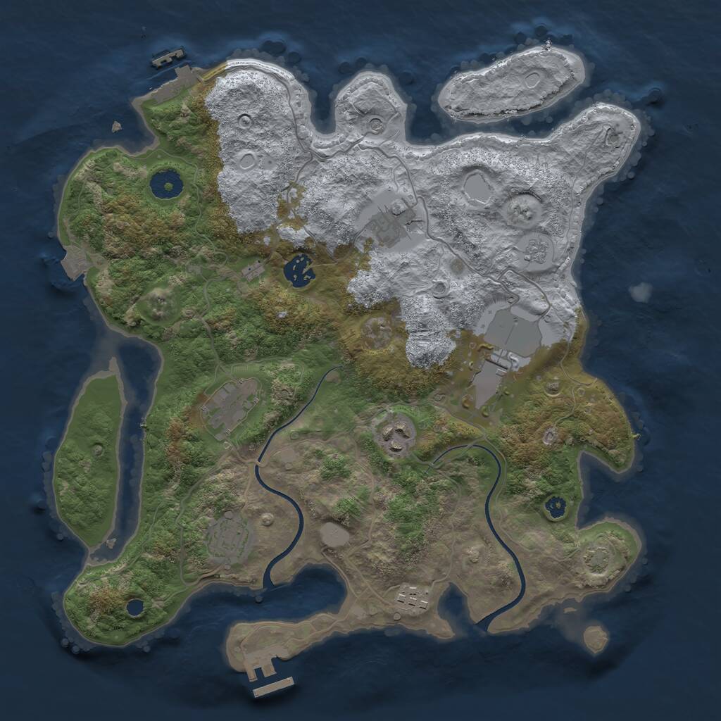 Rust Map: Procedural Map, Size: 3500, Seed: 4217078, 13 Monuments
