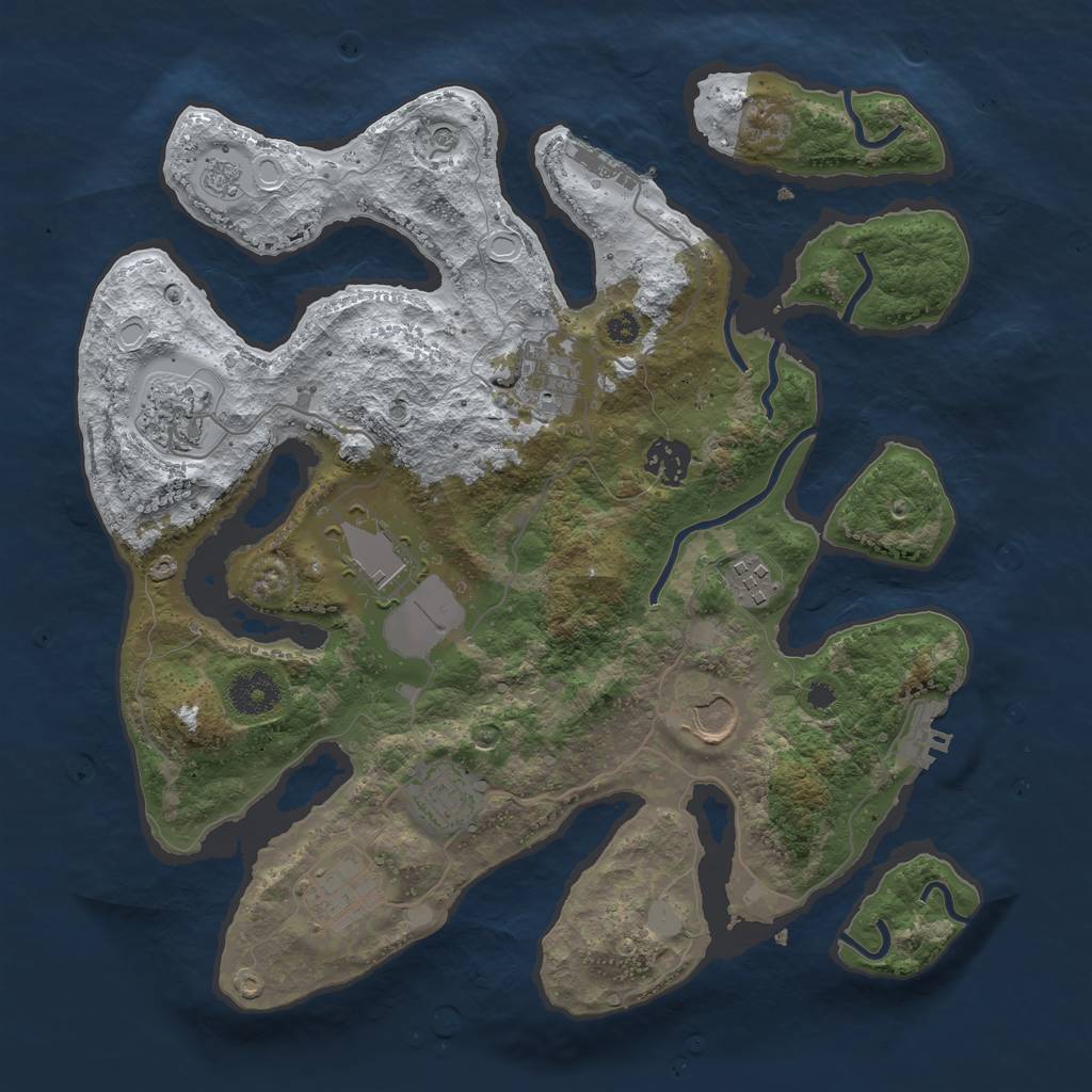 Rust Map: Procedural Map, Size: 3500, Seed: 325155, 17 Monuments