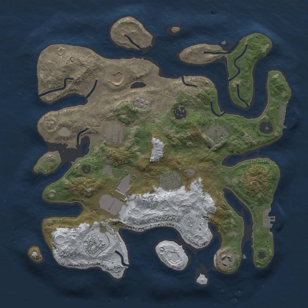 Rust Map: Procedural Map, Size: 3500, Seed: 1804332, 17 Monuments
