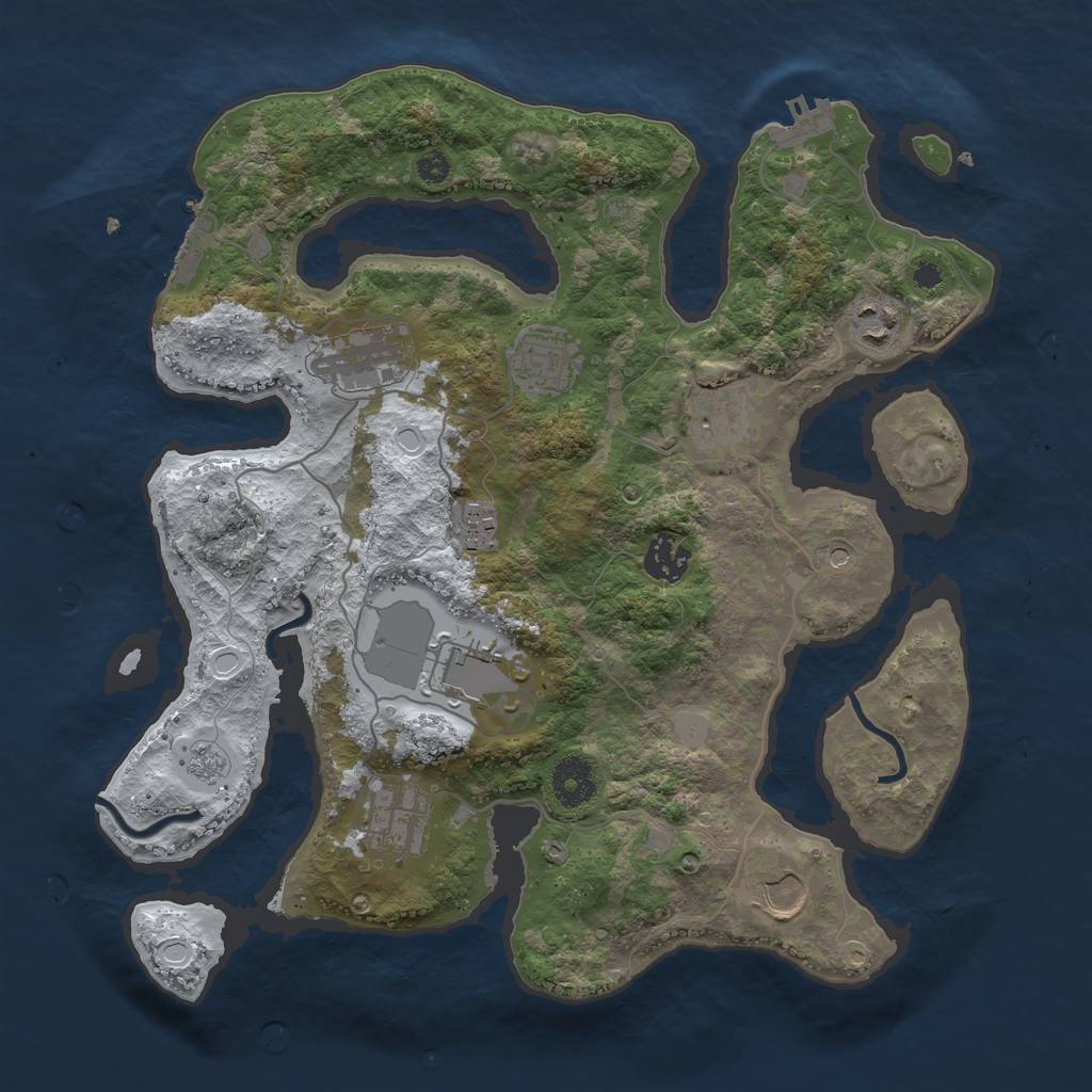 Rust Map: Procedural Map, Size: 3500, Seed: 5552247, 18 Monuments