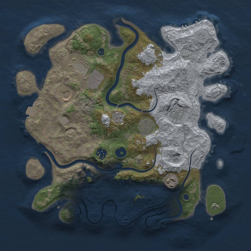 Rust Map: Procedural Map, Size: 3550, Seed: 683397, 11 Monuments