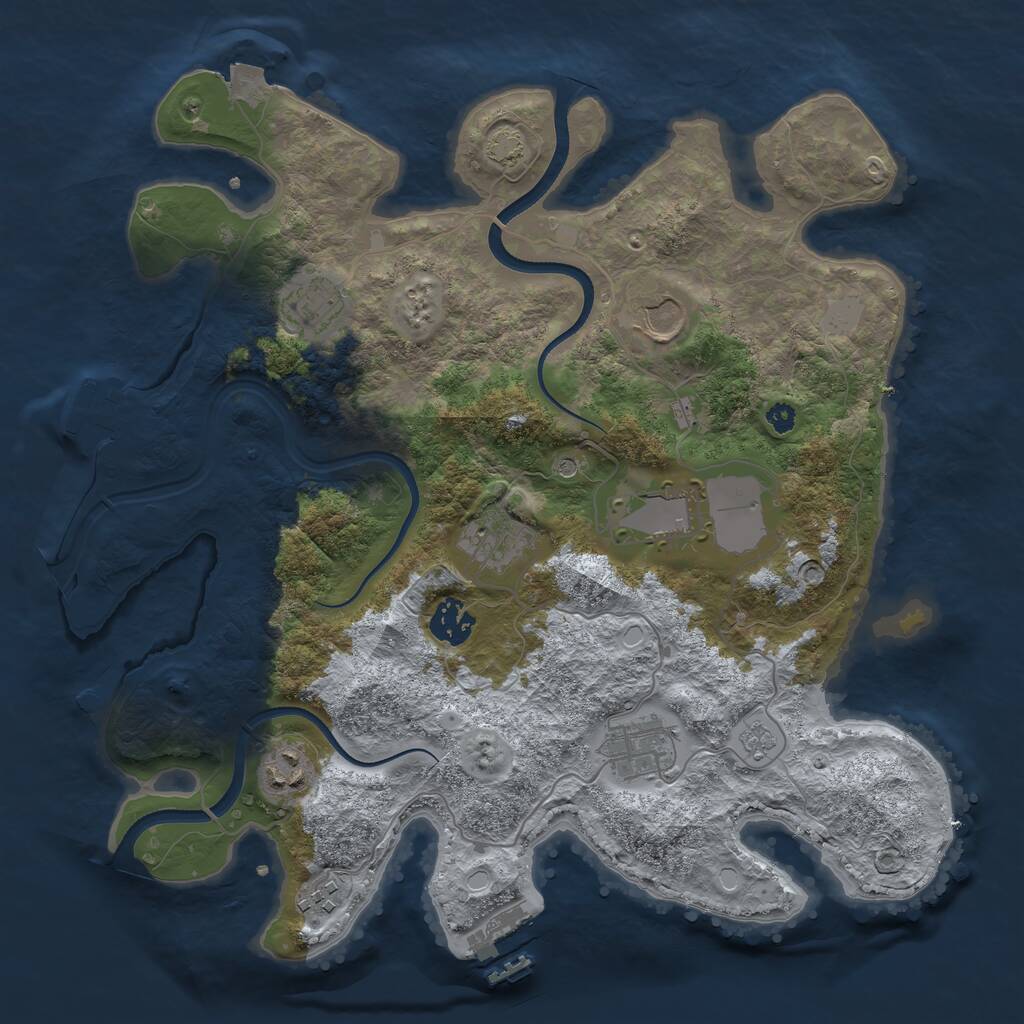 Rust Map: Procedural Map, Size: 3500, Seed: 3840157, 14 Monuments