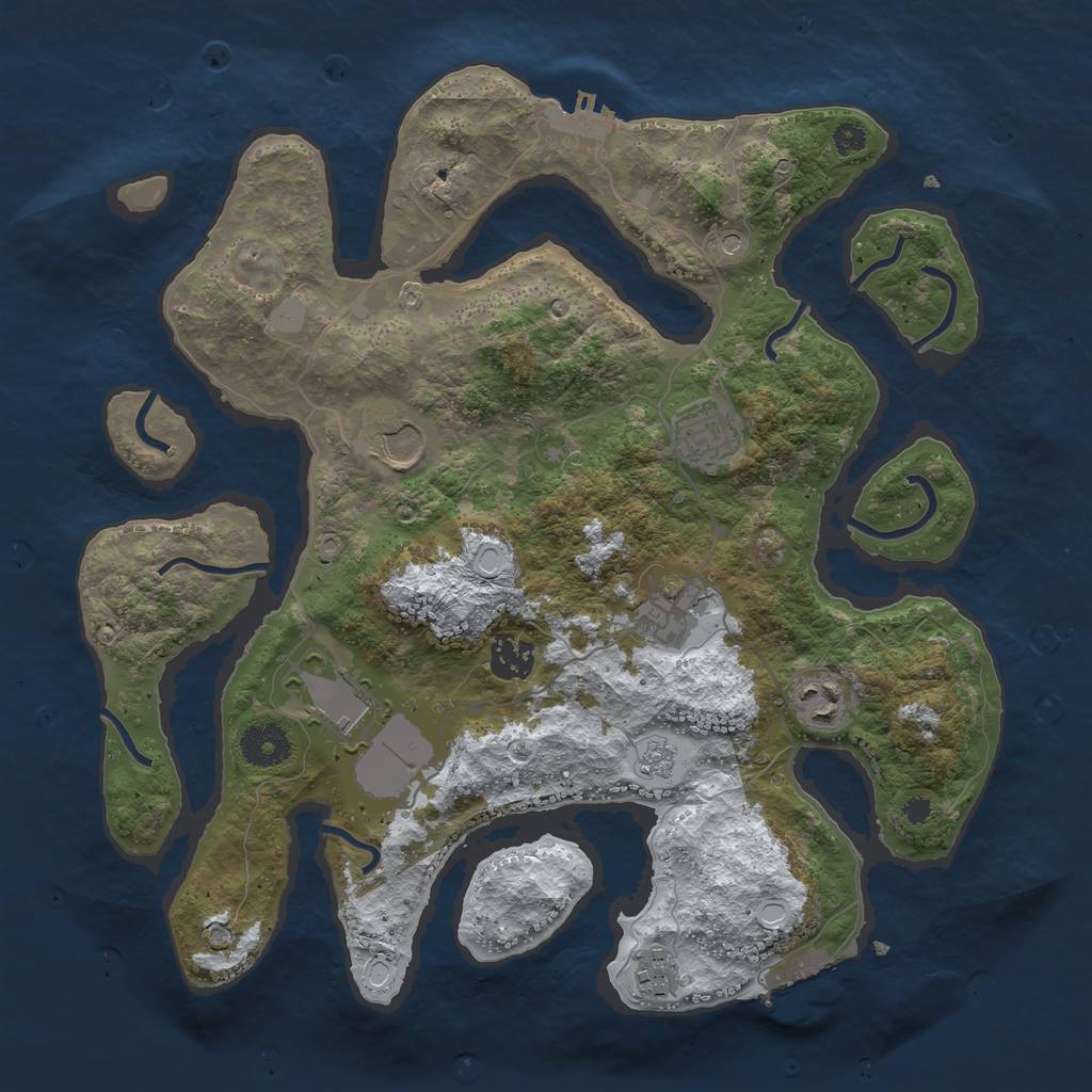 Rust Map: Procedural Map, Size: 3500, Seed: 4923492, 16 Monuments