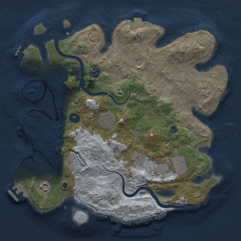 Rust Map: Procedural Map, Size: 3500, Seed: 6435229, 15 Monuments
