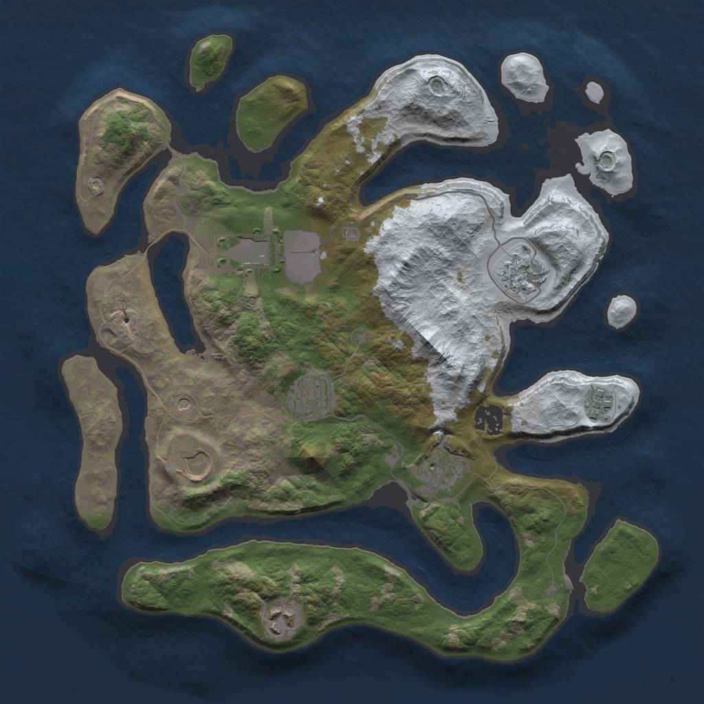 Rust Map: Barren, Size: 3500, Seed: 2452409, 11 Monuments