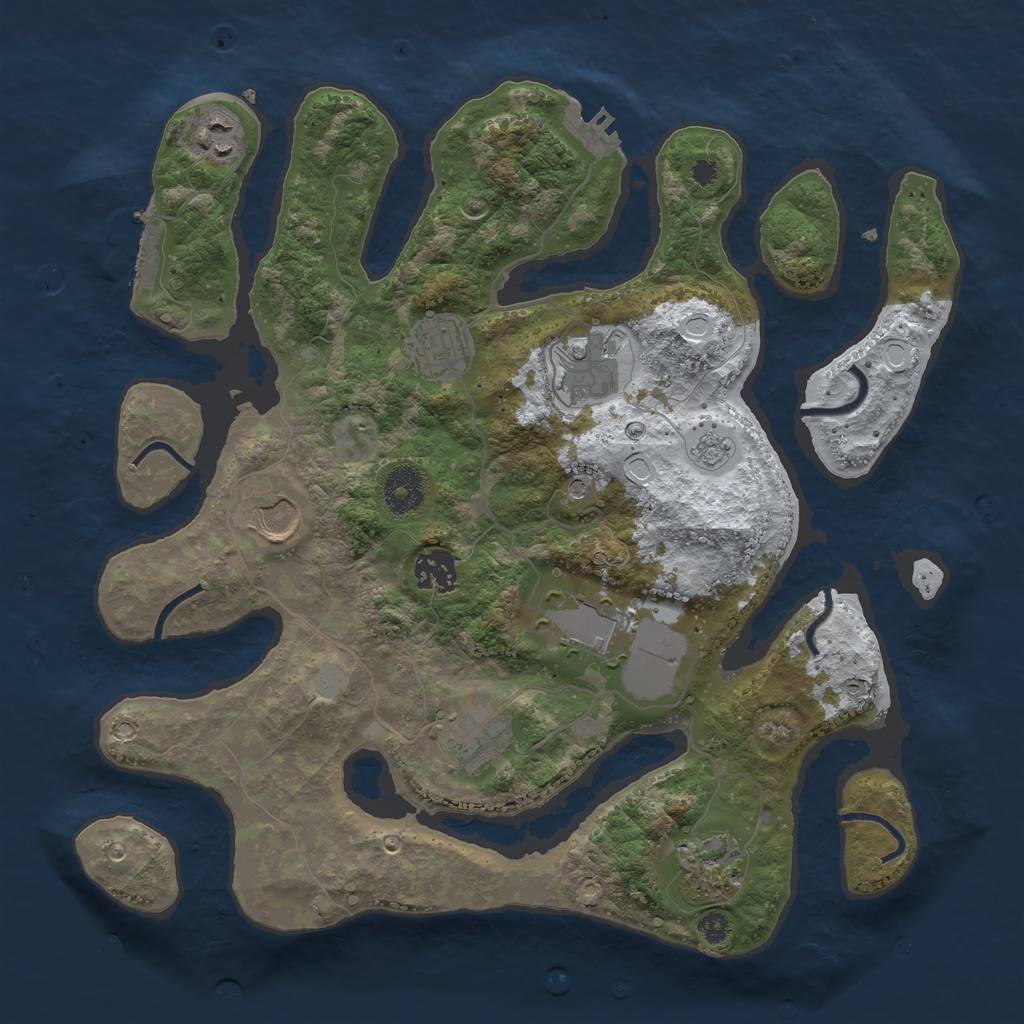 Rust Map: Procedural Map, Size: 3500, Seed: 4929475, 17 Monuments