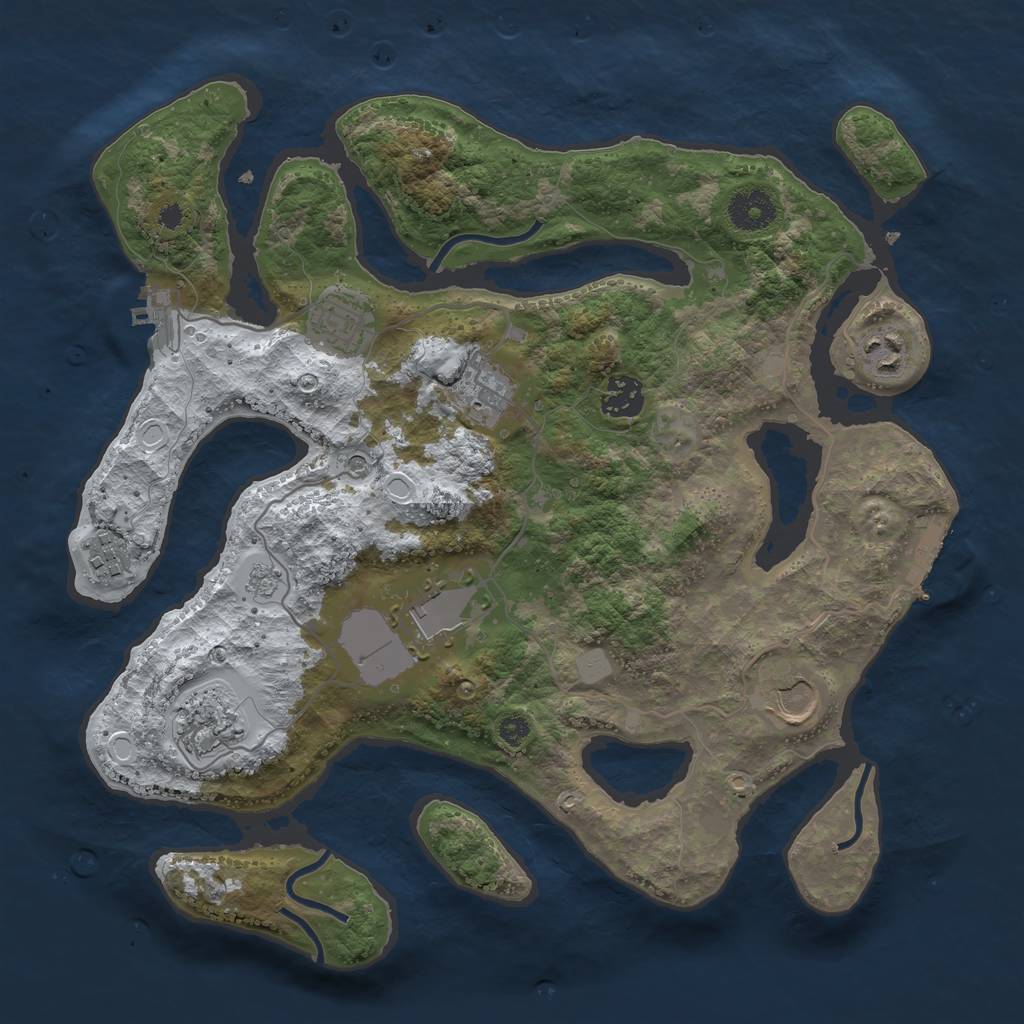 Rust Map: Procedural Map, Size: 3500, Seed: 739407, 17 Monuments